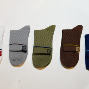 Custom Logo Wavy Textured Crew Socks - Men's Cotton Business Dress Socks