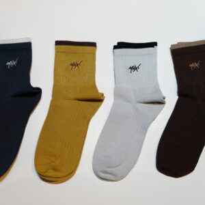 Retro Color Block Striped Crew Socks with Custom Handwriting Embroidery, Casual Ribbed Cotton Custom Logo Socks for Daily Wear