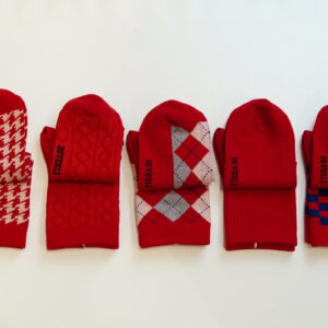 Custom Red Crew Socks for Men Women, Premium Cotton Jacquard Knit Socks Bulk